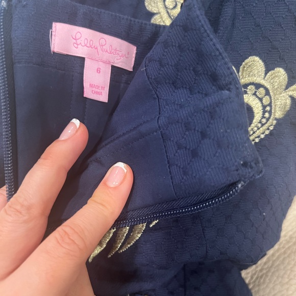 Lilly Pulitzer Demi Convertible Dress Navy & Gold Size 6 - Picture 9 of 16